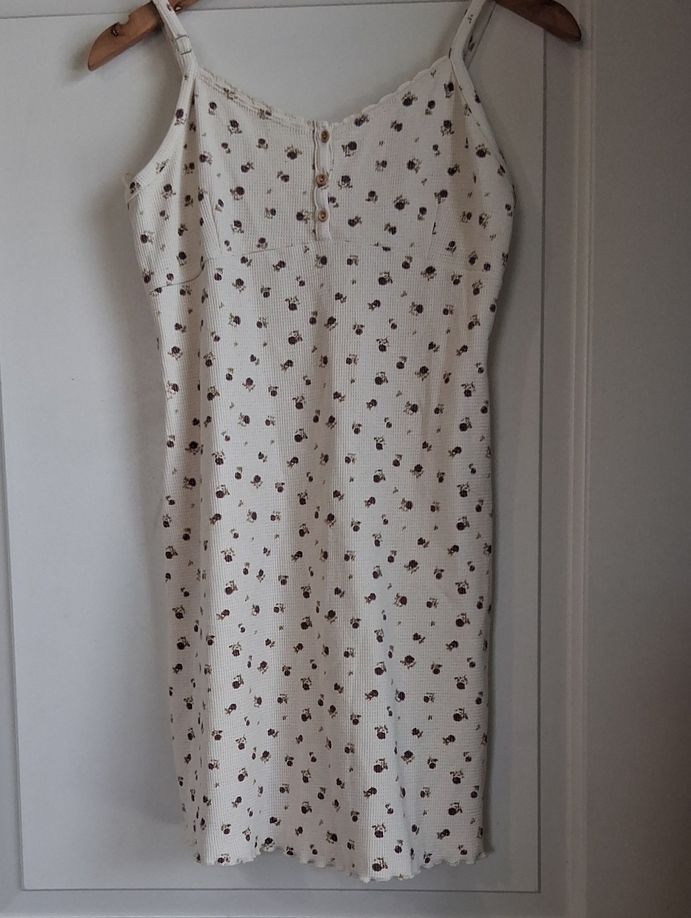 Cream Floral Ribbed Knit Dress